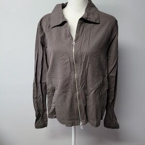 Cotton & Co Linen Blend Jacket M Charcoal Gray‎ Zip Front Double Zipper Y2K